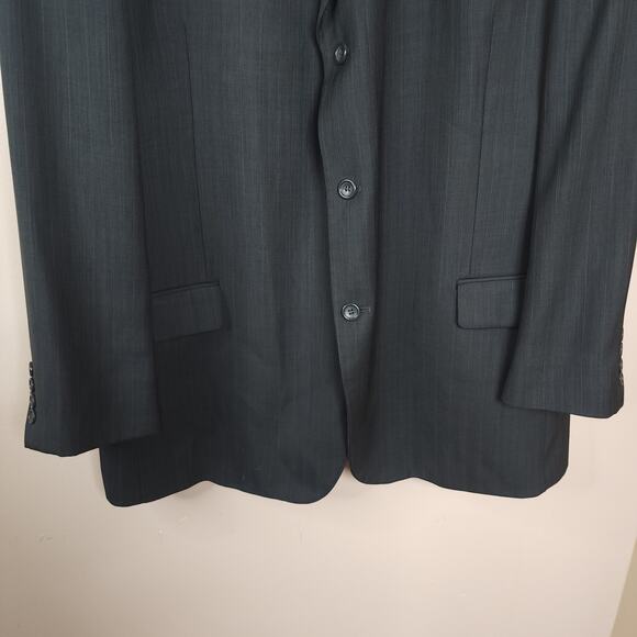 Caravelli Grey Pinstrip Three Button Wool Blend Blazer Size 48L - Picture 4 of 12